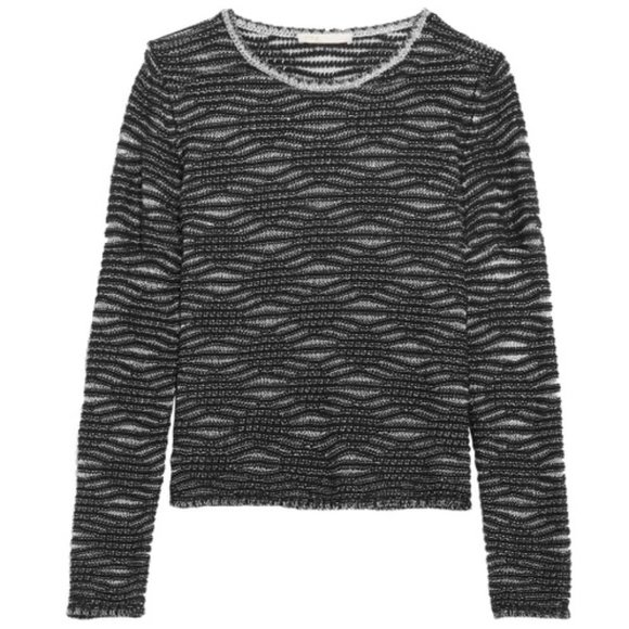 Maje Melodie Jacquard Metallic Open Knit Sweater / Size 1 / Small - Picture 5 of 13